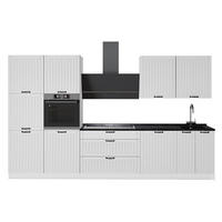 KÜCHENZEILE Fame-Line, Weiß Landhaus/Weiß, 340 cm, AP Anthrazit - Weiß, Holzwerkstoff (340/206.8/60cm) - Vicco