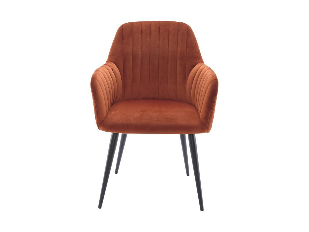 STUHL mit Armlehnen 2er-Set - Samt und schwarzes Metall - Terracotta - ELEANA - Braun, Textil (59/82/58cm) - Vente-Unique