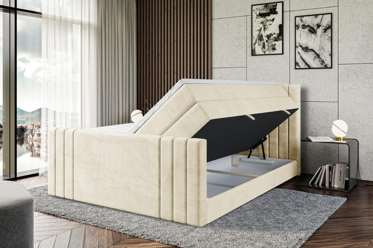 BOXSPRINGBETT IDRIKO-Z KING - 200x200 - H3/H4 - Beige - Beige, Holzwerkstoff (200/200cm) - ALTDECOR
