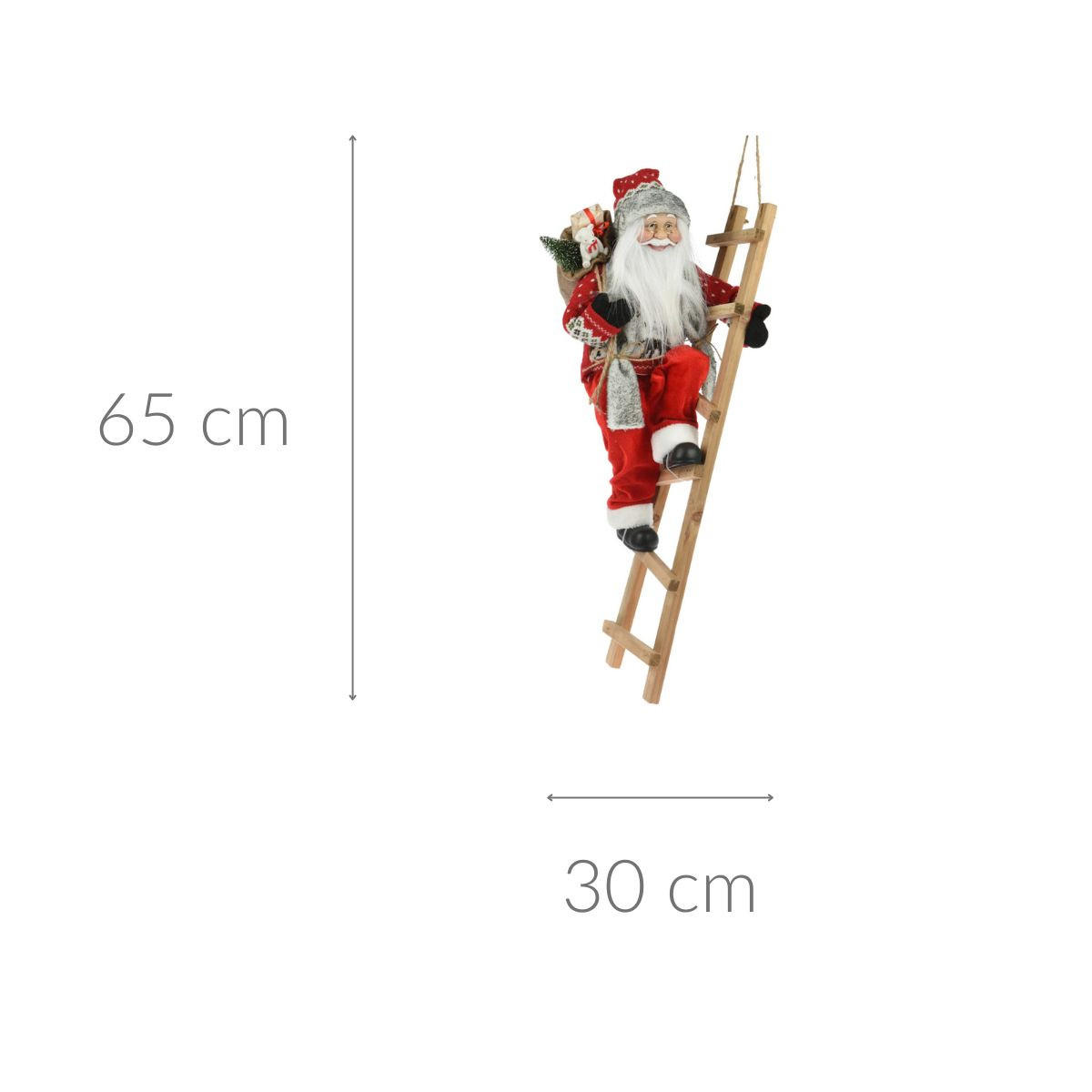 WEIHNACHTSBAUMSCHMUCK Weihnachtsmann mit Leiter rot 65 cm - Multicolor, Kunststoff (25/66/25cm) - Home Styling Collection