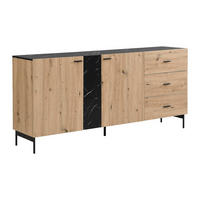 SIDEBOARD - 180cm x 40cm - MDF - schwarz, naturfarben hell - LIOMENA - Schwarz, Holz (180/83/40cm) - Vente-Unique