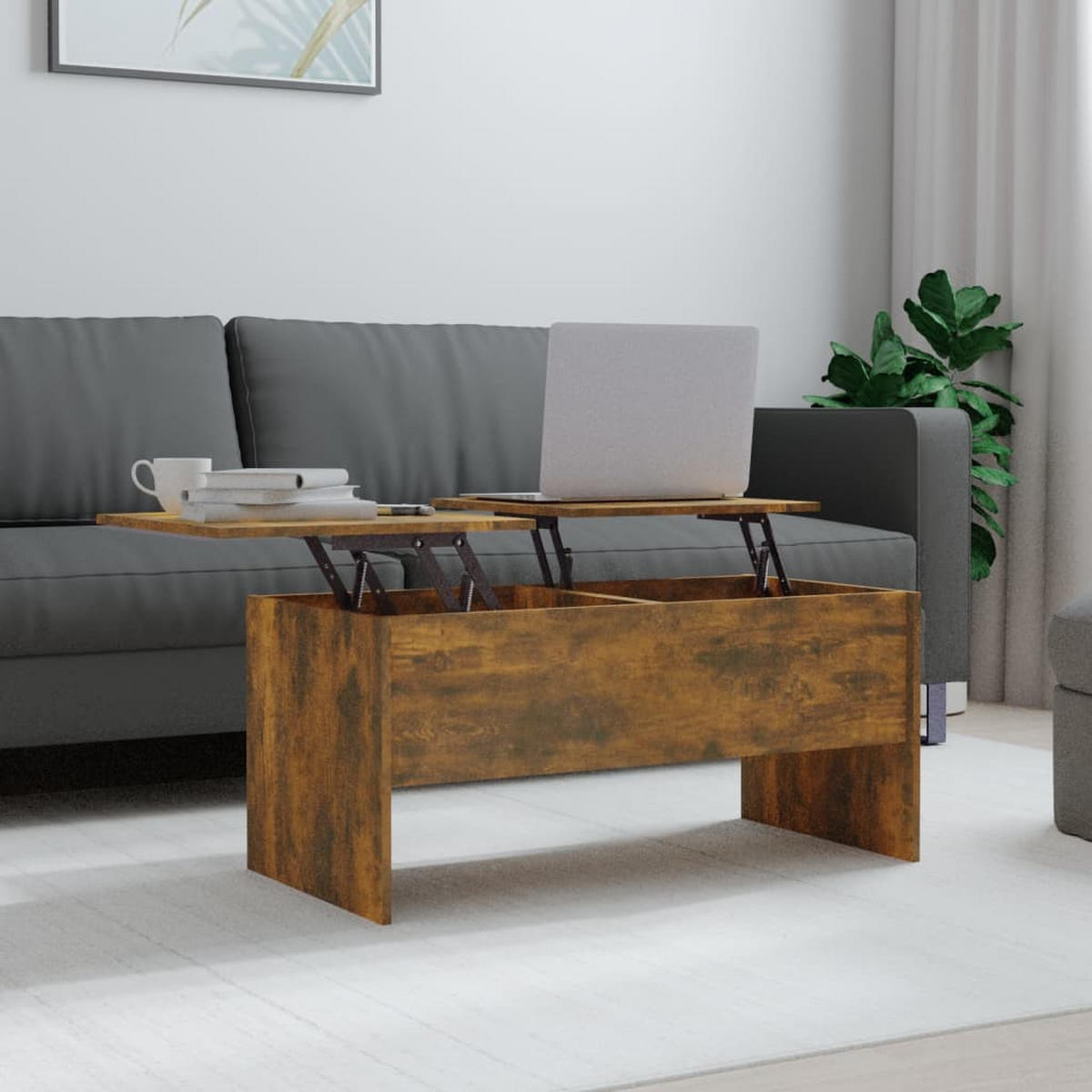 COUCHTISCH Räuchereiche 102x50,5x46,5 cm Holzwerkstoff - Braun, Holzwerkstoff (102/50.5/46.5cm) - furnicato