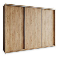 SCHWEBETÜRENSCHRANK NISSE 250/205/60 cm 3-türig mit Schubladen Craft Eiche Gold - Orange/Nickelfarben, Holzwerkstoff (250/205/60cm) - MASSENO