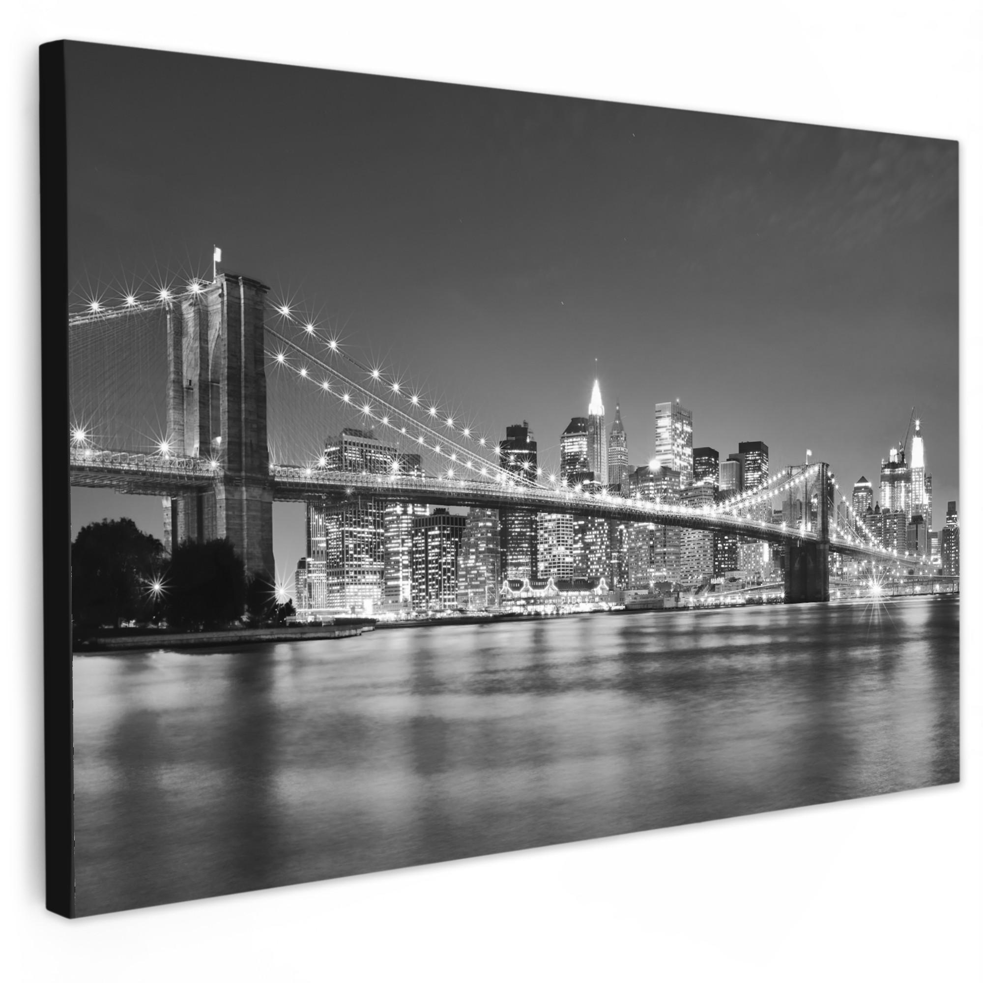 MuchoWow OBRAZ NA PLÁTNĚ New York - Most - Brooklyn - Černobílý - Architektura 60x40 cm