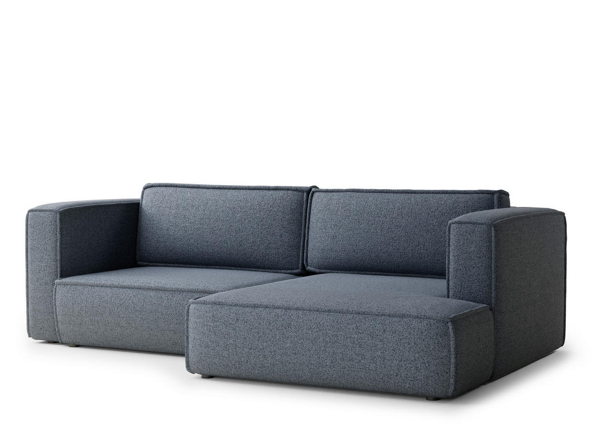 ECKSOFA MIT SCHLAFFUNKTION Velto Blau Grau Webstoff - Blaugrau/Schwarz, Holz/Holzwerkstoff (250/152cm) - Maison de Reve
