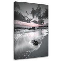 WANDBILD, Strand Meer Landschaft Schwarz-Weiß - Grau, Textil (20/30cm) - Feeby