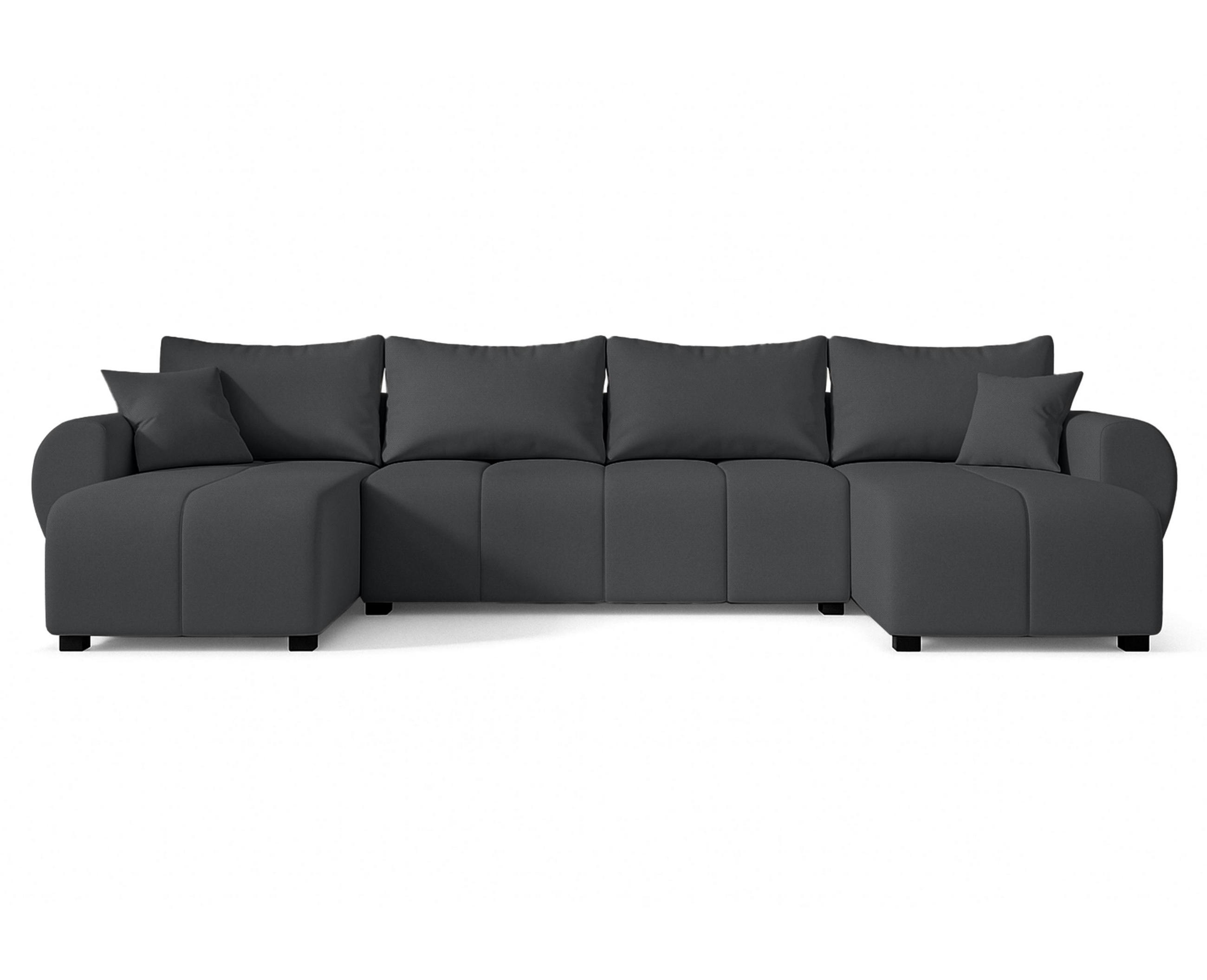WOHNLANDSCHAFT Malatya U Form Dunkelgrau 311/145/82 cm mit Schlaffunktion - Dunkelgrau/Schwarz, Kunststoff/Textil (311/82/145cm) - AX Living