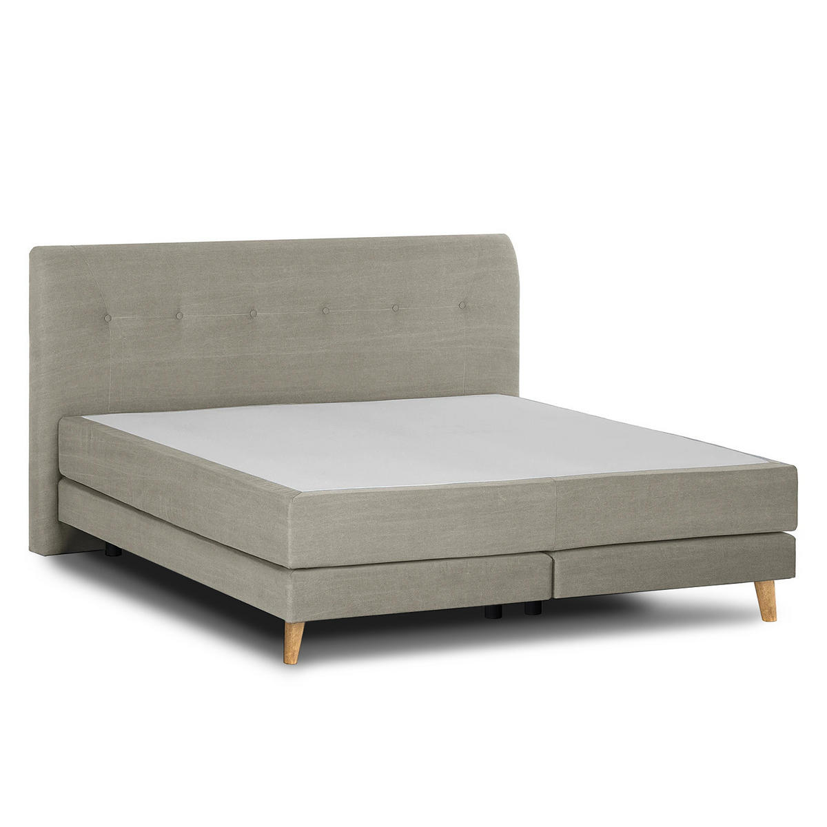BOXSPRINGBETT - Webstoff - Beige, Naturmaterialien (200/200cm) - home24