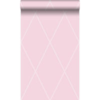 TAPETE Karomuster 53 cm x 10.05 m - Pink, Papier (53/1000cm) - Origin Wallcoverings