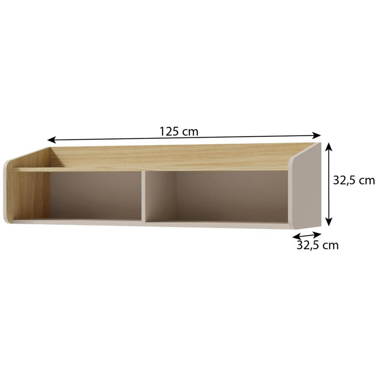 WANDREGAL Alex mit 3 Einlegeböden, Beige Sand - Beige, Holzwerkstoff (125/32/32cm) - Beautysofa