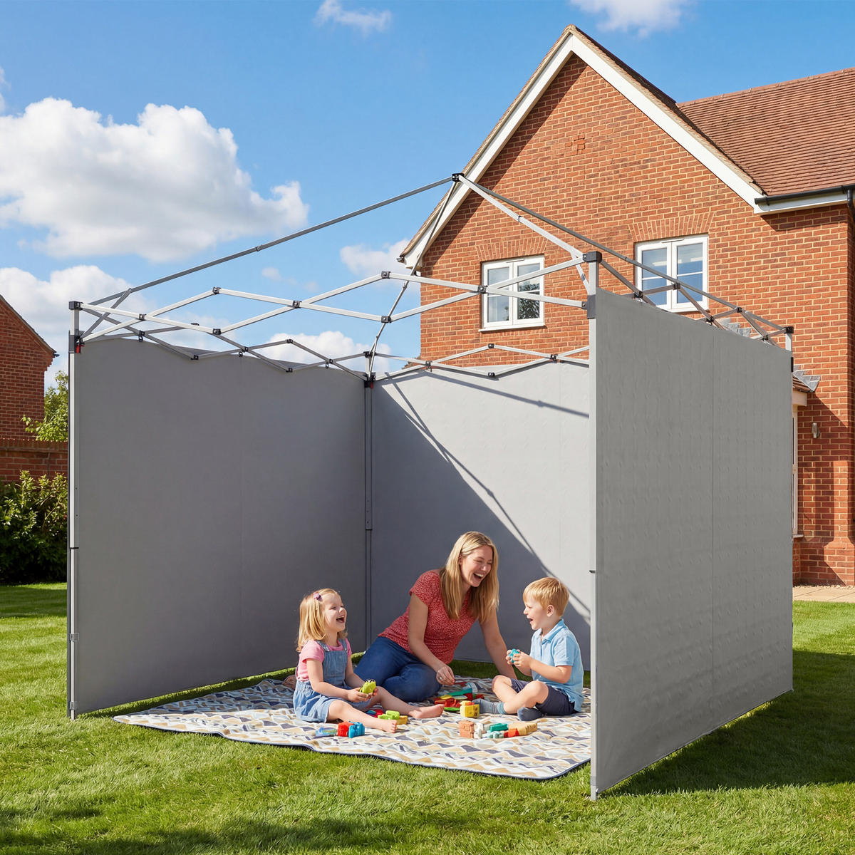 SEITENTEILE-FÜR-PAVILLON 3er Set Oxford-Gewebe Hellgrau - Hellgrau, Textil (200/1/300cm) - Outsunny