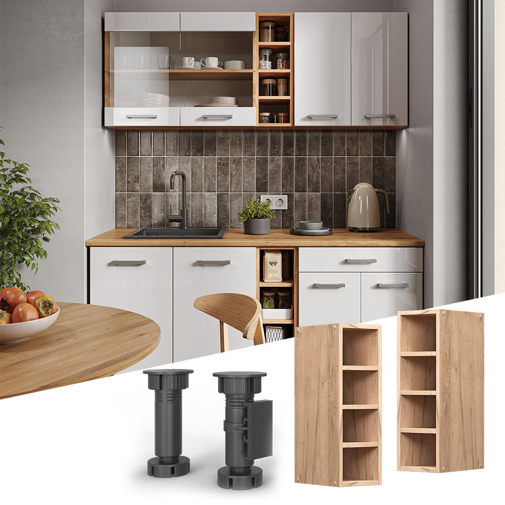 HÄNGESCHRANK R-Line Goldkraft Eiche 20 cm - Honigeiche/Eiche Wotan, Holzwerkstoff (20/60/29cm) - Vicco