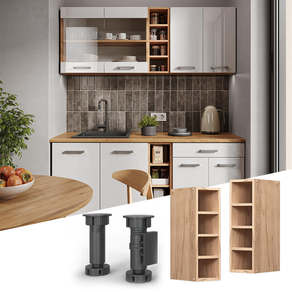HÄNGESCHRANK R-Line Goldkraft Eiche 20 cm - Honigeiche/Eiche Wotan, Holzwerkstoff (20/60/29cm) - Vicco