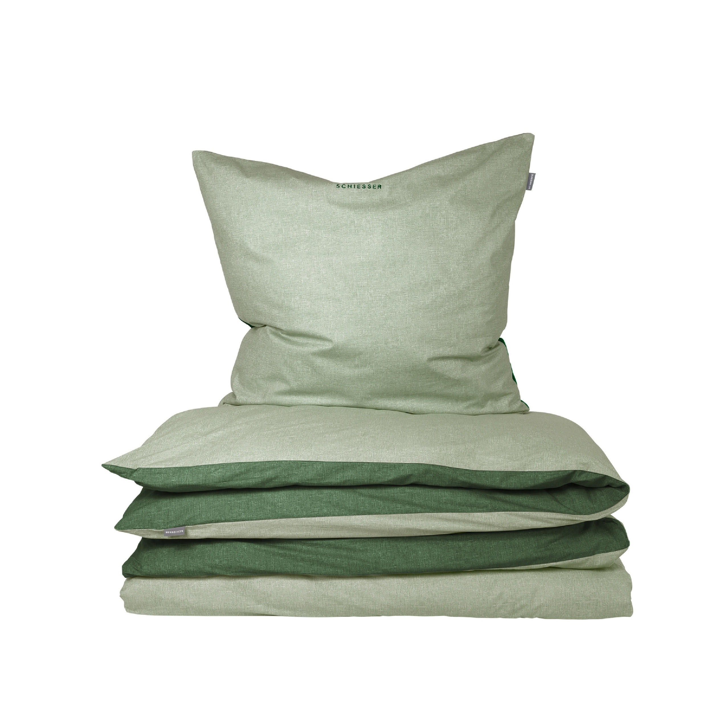 BETTWÄSCHESET Doubleface - Feinbiber - 2-teilig - 135 x 200 cm - Grün - Grün, Textil (135/200cm) - SCHIESSER