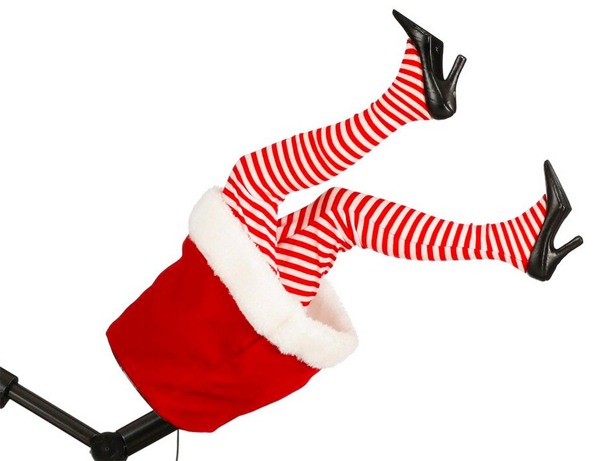 LAALU WEIHNACHTSBAUMDEKO Bewegliche Beine Frau Weihnachtsmann 35 cm - Rot/Schwarz, Kunststoff (35/35/35cm) - LAALU