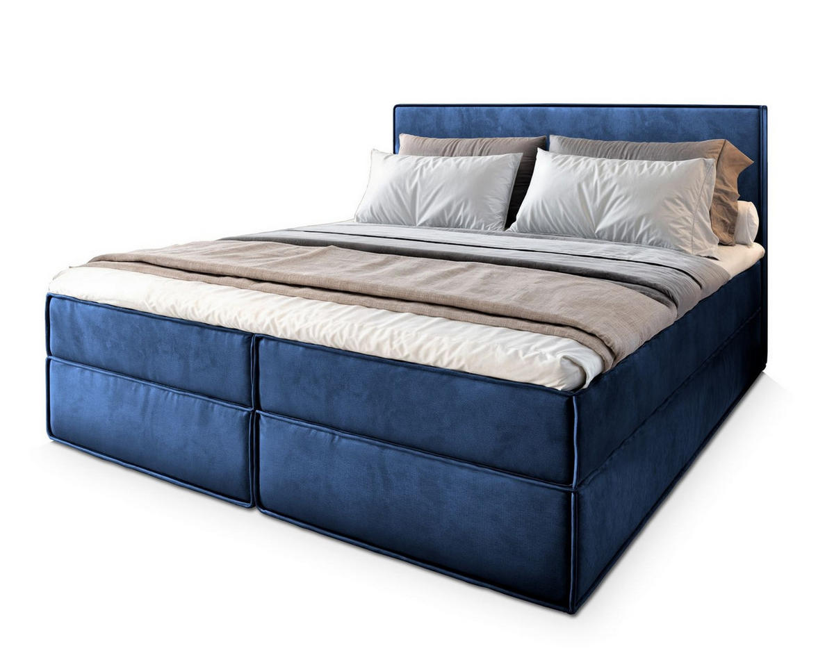 POSTEL BOXSPRING PELLIO 160x200 cm, s matrací a úložným prostorem, modrá - modrá, kompozitní dřevo/textil (160/200cm) - MASSENO