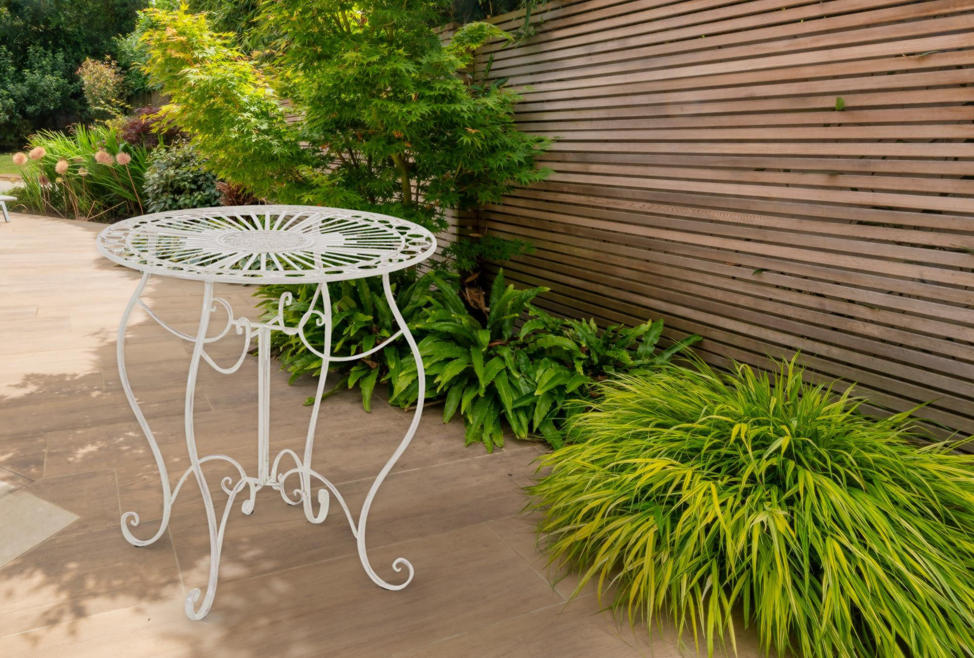 GARTENTISCH rund Ø70 cm Metall Weiß - Weiß, Metall (70/70/72cm) - CLP