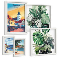 BILDER SET 5er Set - 50x50 cm & 20x30 cm & 40x60 cm Weißer Rahmen - Stadt- und Naturlandschaften - Weiß, Kunststoff (40/60cm) - TULUP