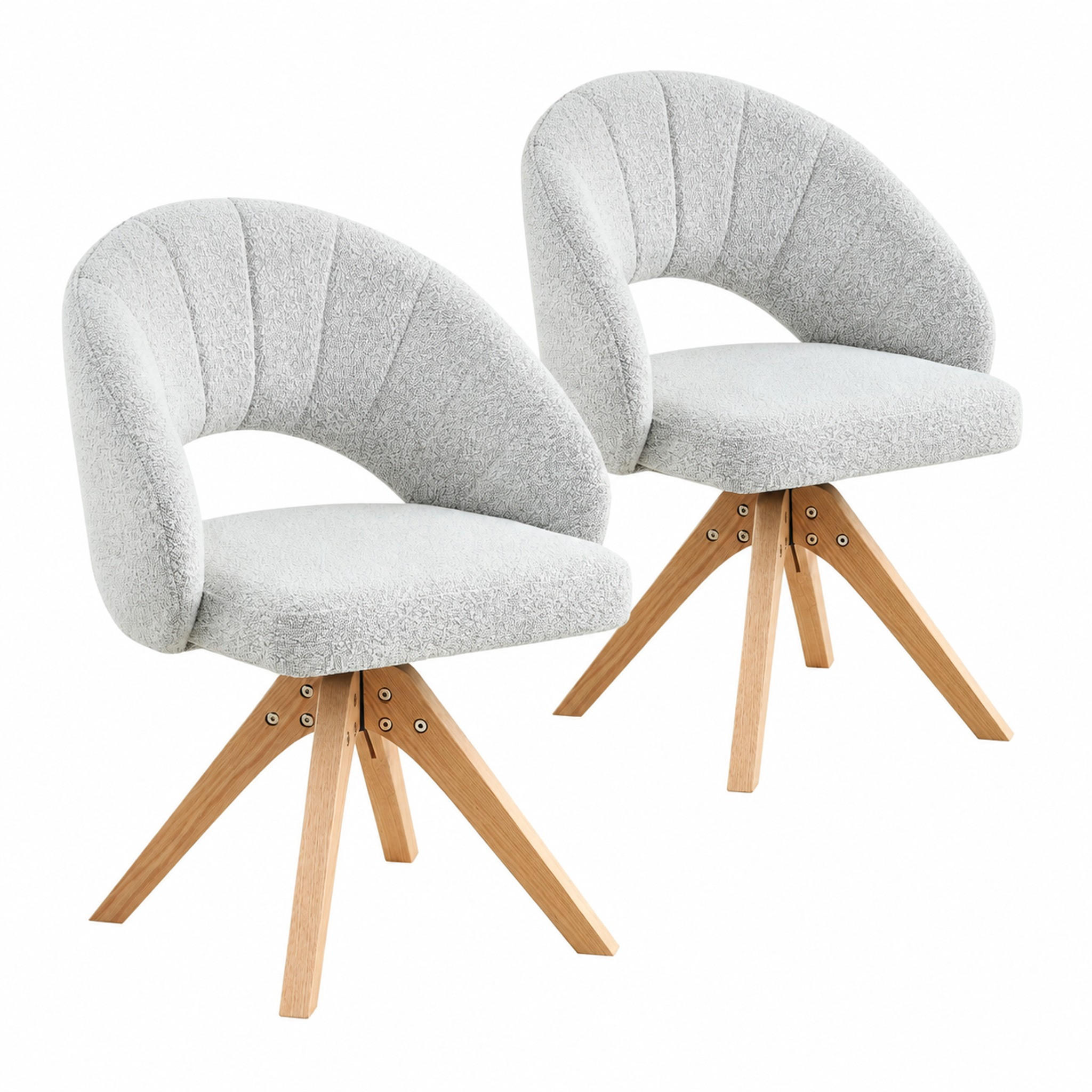 ESSZIMMERSTUHL 2er-Set drehbar 84 cm Samt Light Gray mit Massivholzbeinen - Hellgrau, Holz (49/84/46cm) - Meubliv