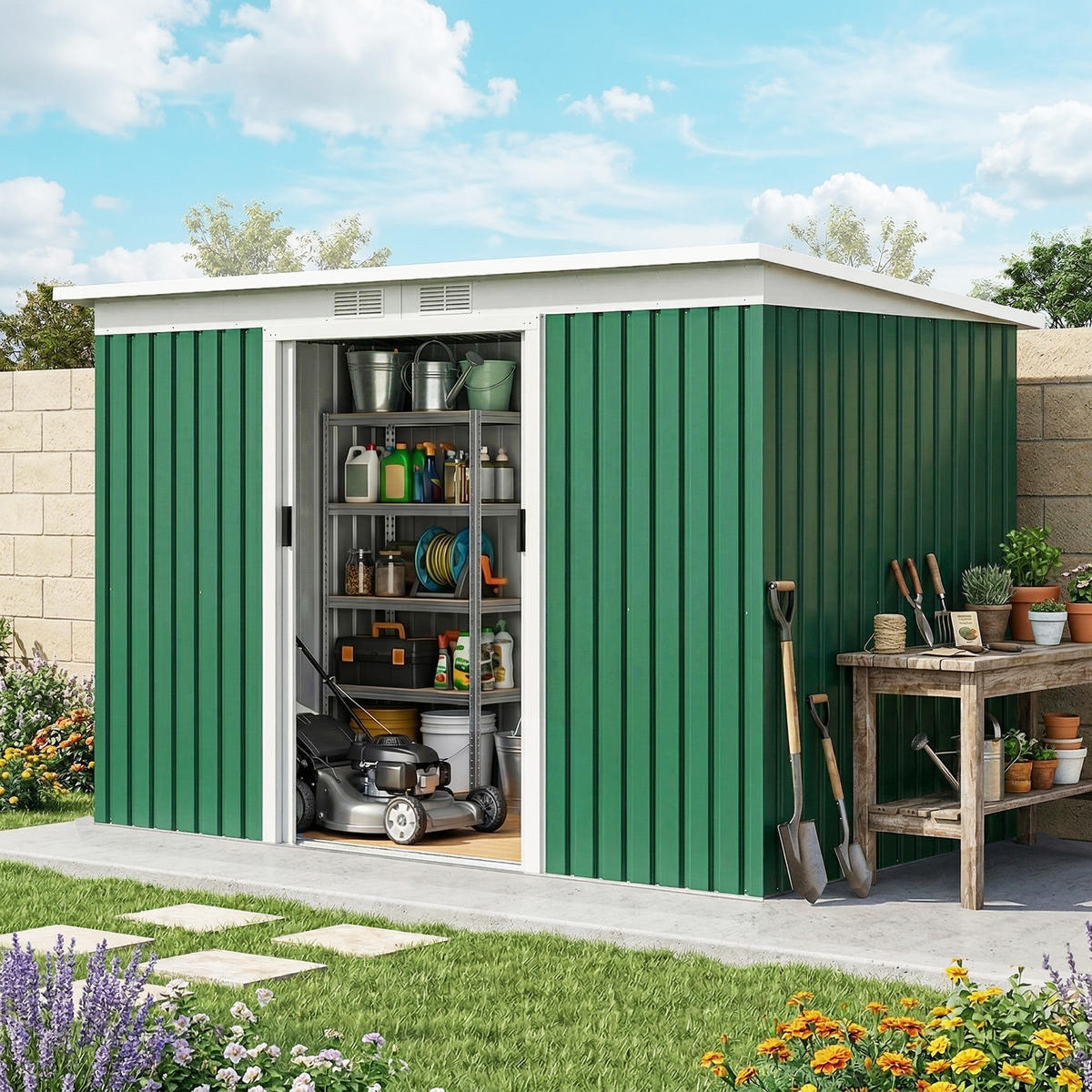 GARTENHAUS Grun 1 Stück - Grün, Kunststoff/Metall (130/172/280cm) - GiPP