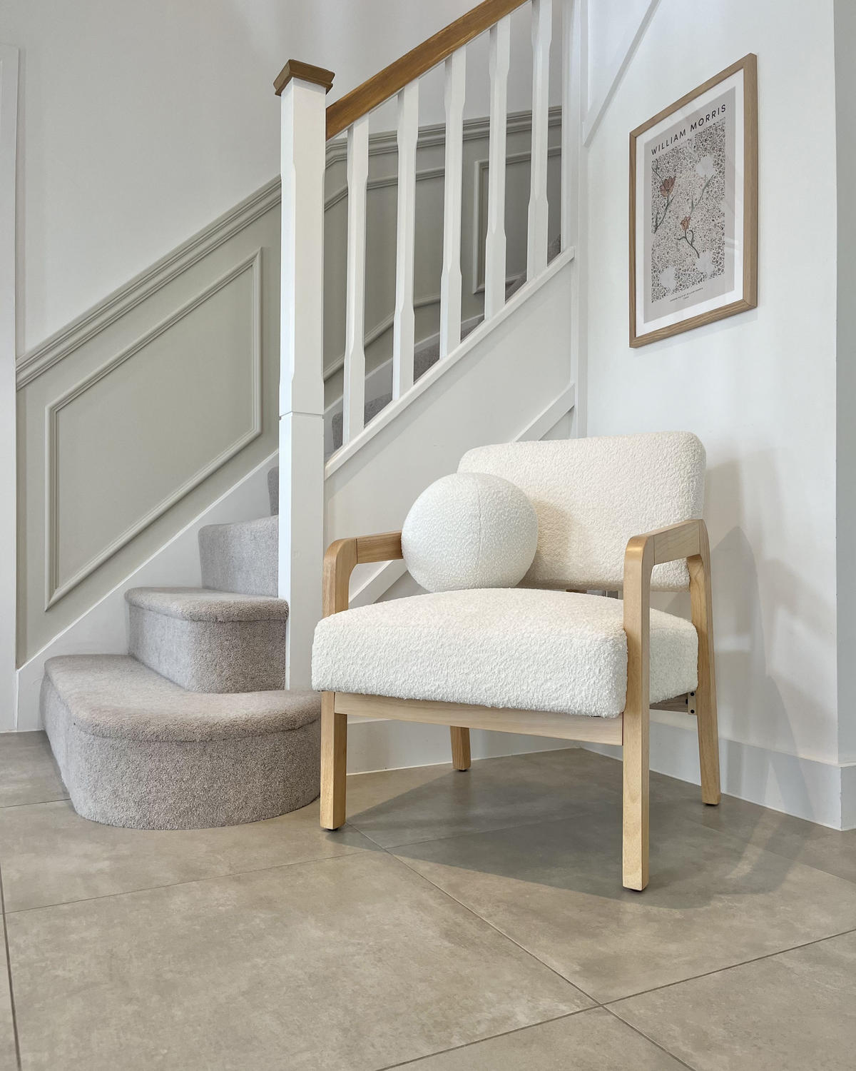 SESSEL Bouclé Cremeweiß Hjo - Hellbraun/Weiß, Textil (61/76/68cm) - Beliani