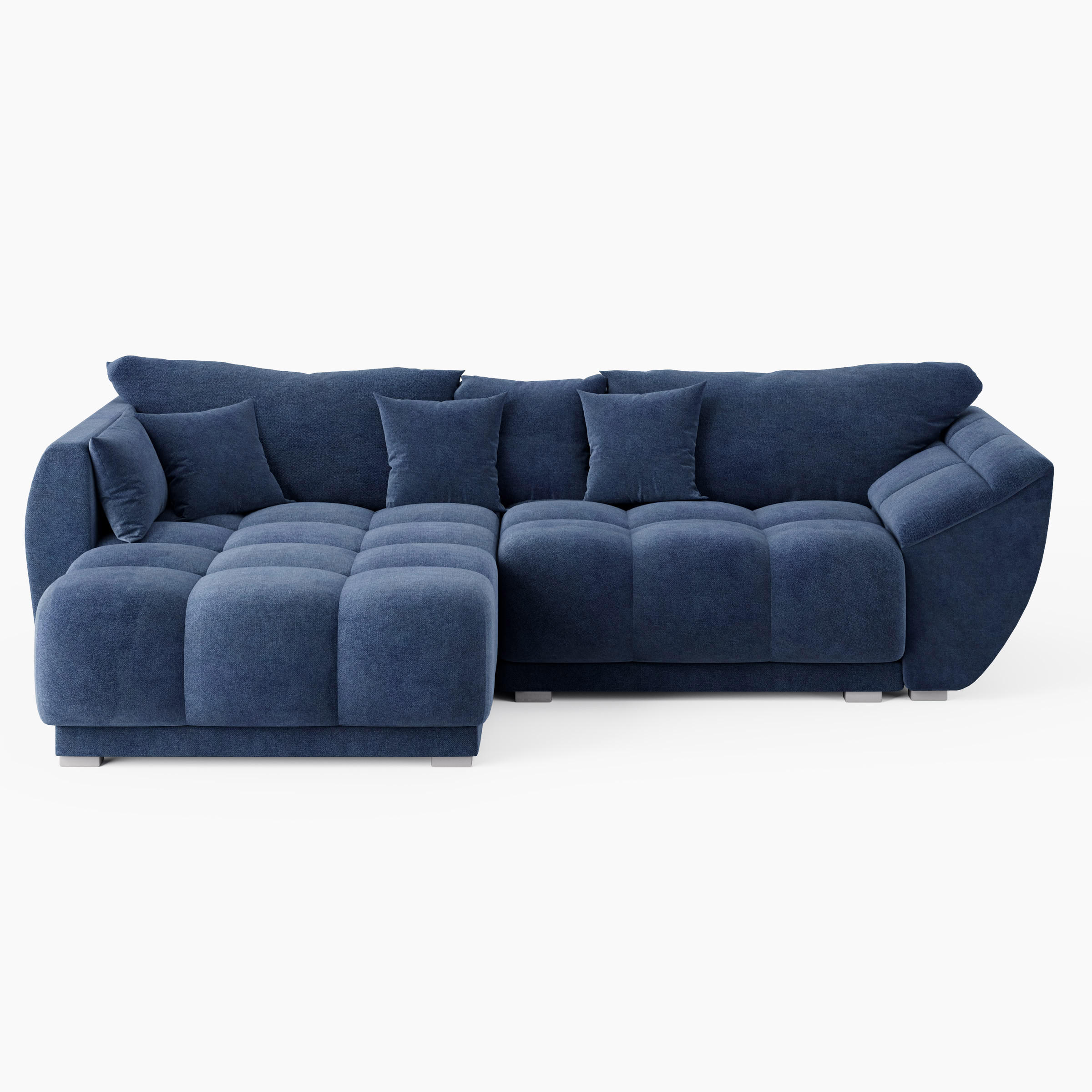 ECKSOFA LARGO Links Blau Velours Premium L-Form Couch mit Schlaffunktion & Bettkasten - Blau/Schwarz, Holz (180/285cm) - Barchello