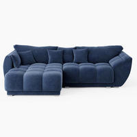 ECKSOFA LARGO Links Blau Velours Premium L-Form Couch mit Schlaffunktion & Bettkasten - Blau/Schwarz, Holz (180/285cm) - Barchello