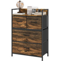 KOMMODE 29/60/85 cm mit 4 Stoffschubladen und oberer Ablage im Industrial-Stil, Rustikales Braun - Braun, Holzwerkstoff (60/85/29cm) - Redom