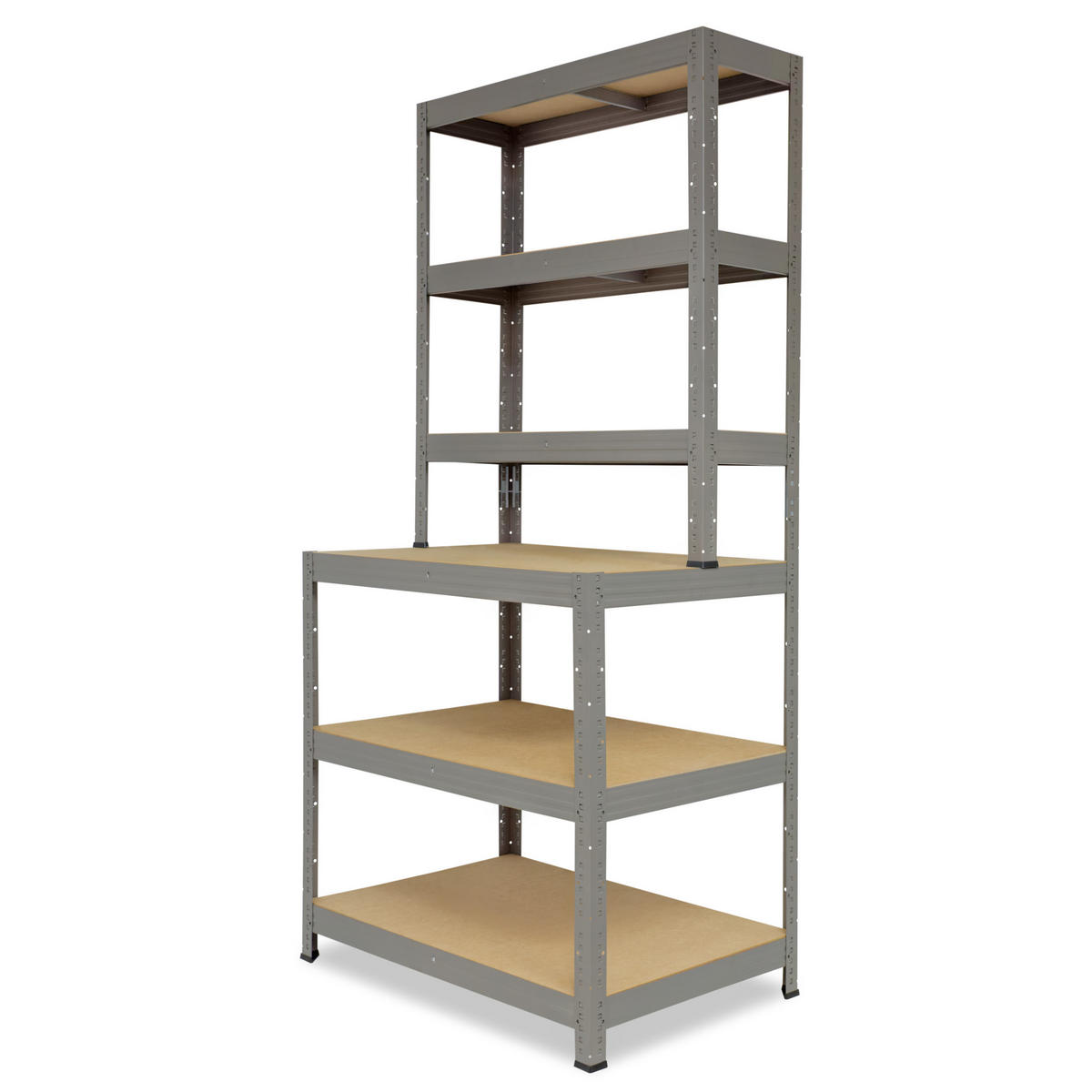 WERKBANK Regal PRO 190x80x60 cm in grau mit 6 Böden und 166 kg Traglast pro Boden - Grau, Metall (80/190/60cm) - shelfplaza