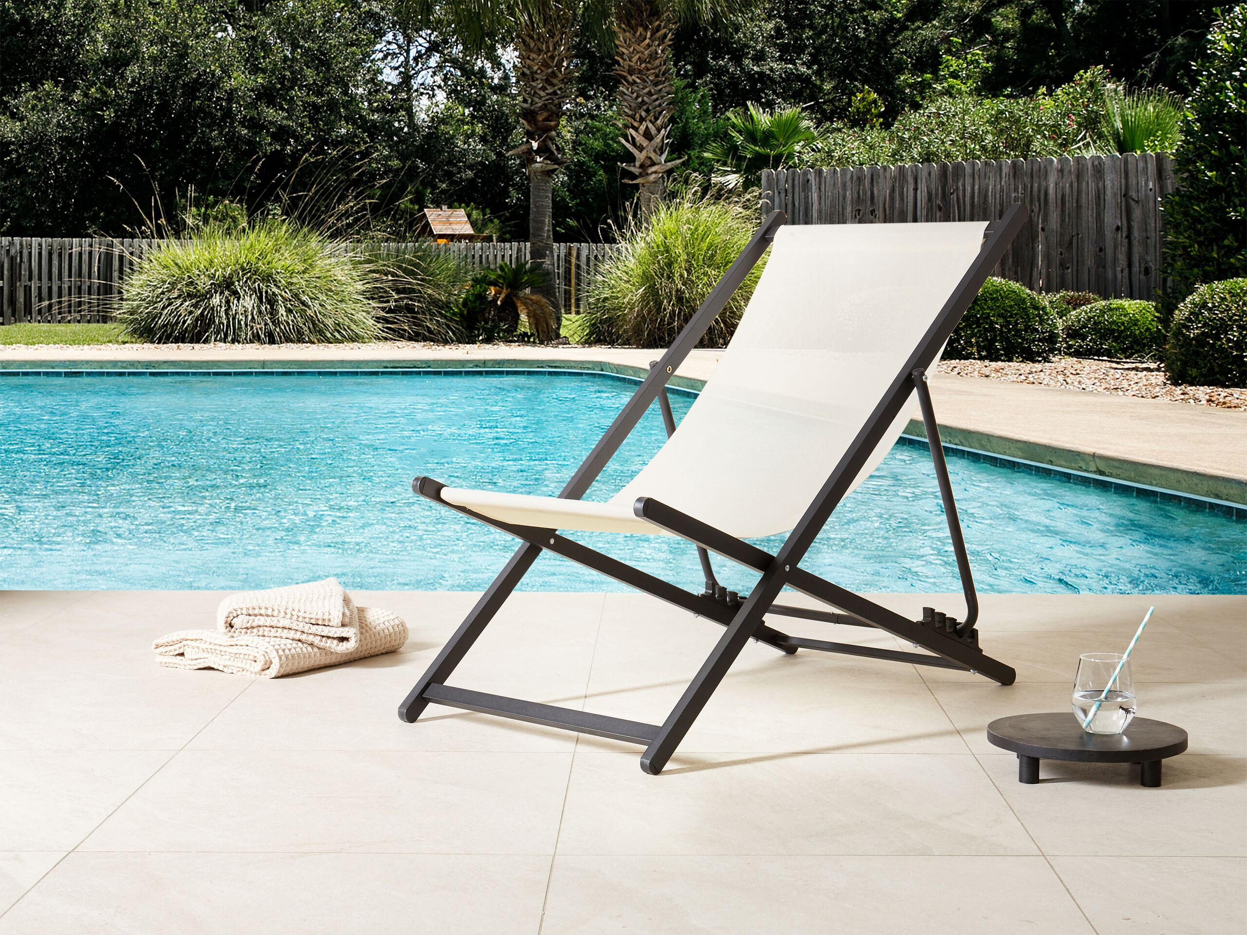 GARTENSTUHL Beige Locri II - Beige/Schwarz, Metall (60/79/95cm) - Beliani