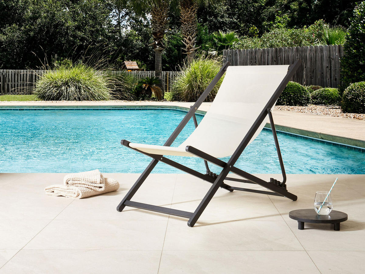 GARTENSTUHL Beige Locri II - Beige/Schwarz, Metall (60/79/95cm) - Beliani