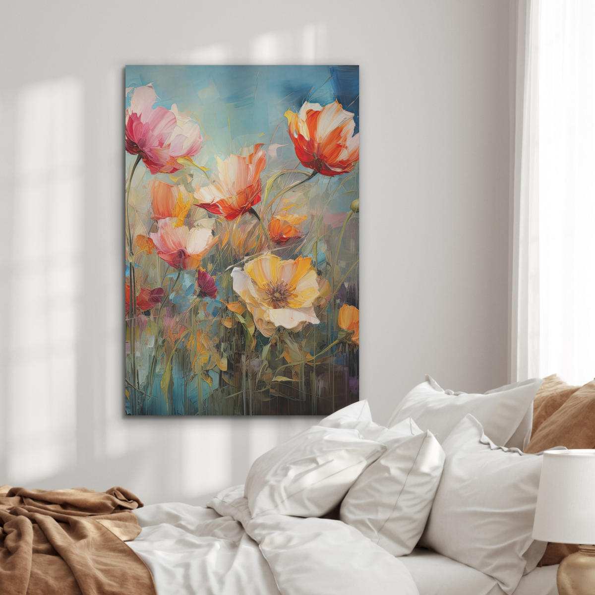 AKUSTIKPANEEL Blumen - Aquarell - Kunst - Botanisch - Natur 70x100 cm - Orange, Textil (70/0.9/100cm) - MuchoWow