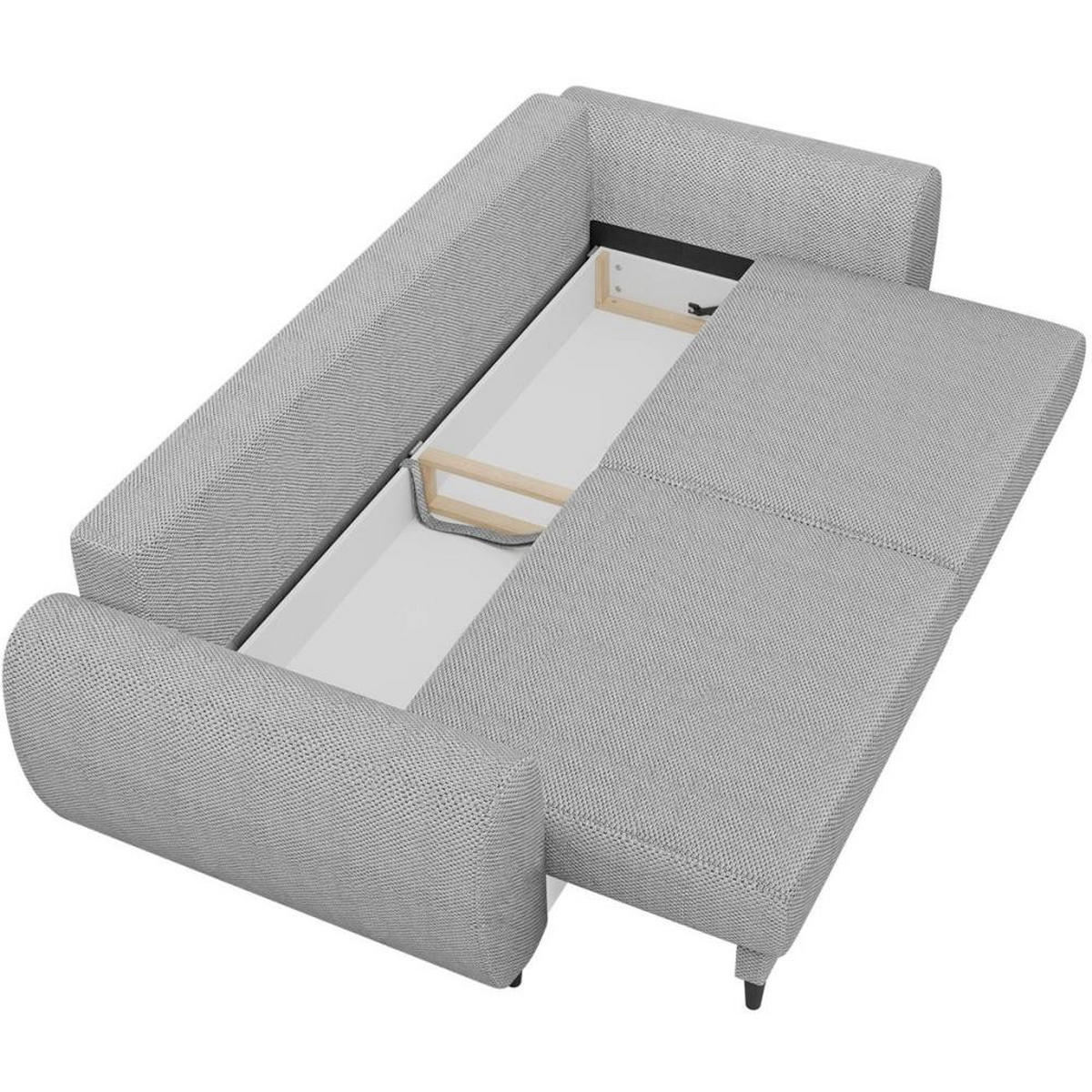 3-SITZER SCHLAFSOFA Cortez hellgrau - Hellgrau/Schwarz, Textil (251/76/95cm) - Beautysofa