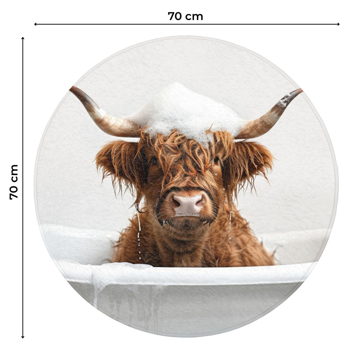 WC-VORLEGER Schottischer Highlander - Bad - Kuh - Tiere - Schaumstoff Toilettenteppich 70x70 cm - Weiß, Kunststoff/Textil (70/70cm) - OnlyWow