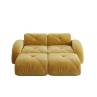 2-SITZER-SOFA Rahmenlos Mit Hocker 204x171cm Gelb Rutschfest - Gelb, Textil (171/76/204cm) - Raelunyi