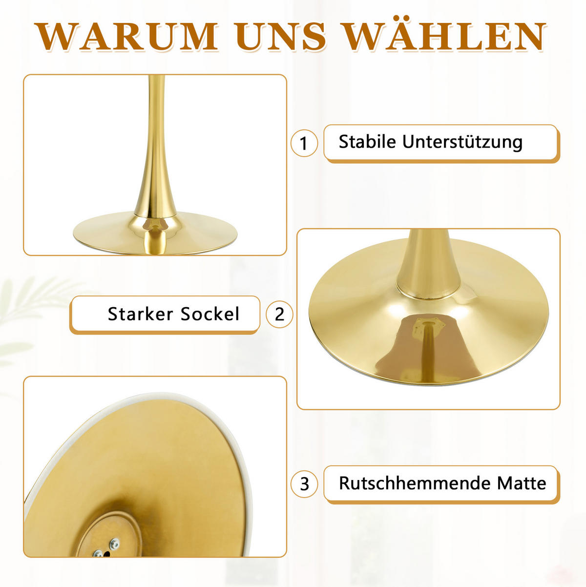 BEISTELLTISCH 60/60/72 cm mit runder MDF-Tischplatte in Marmoroptik und Metallgestell, Schwarz/Gold - Schwarz, Holzwerkstoff (60/60/72cm) - Redom