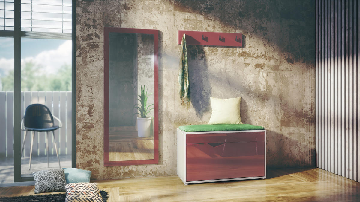 GARDEROBE Hanko Bordeaux Hochglanz - Bordeaux, Holzwerkstoff (160/190/33cm) - Vladon