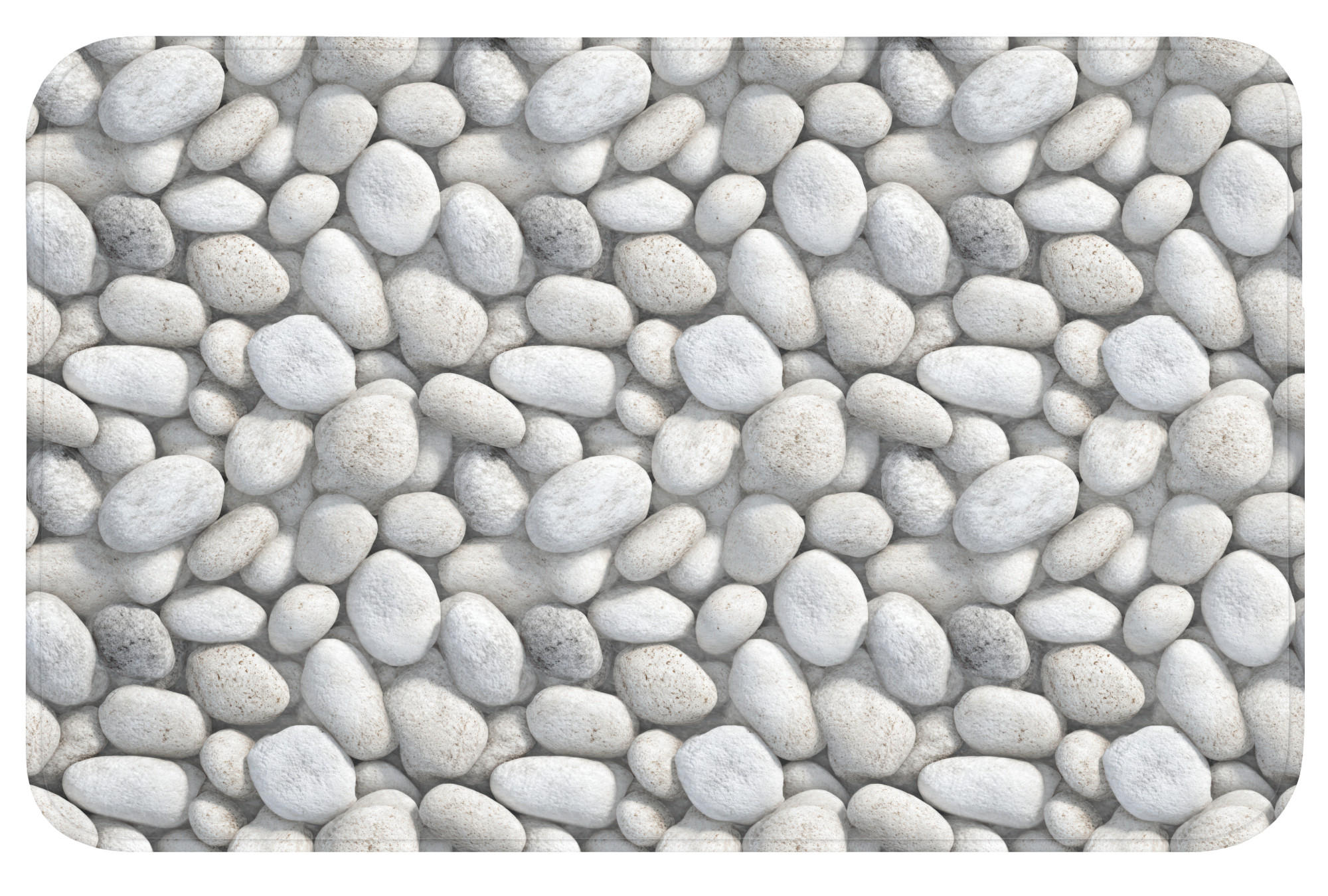 BADEMATTE Steine - Grau - Oval 80x50 cm - Hellgrau, Kunststoff/Textil (80/50cm) - OnlyWow