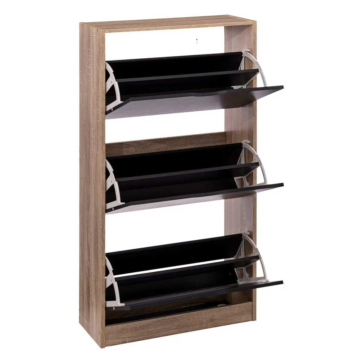 SCHUHSCHRANK 3 Fächer 60/23,3/119,5 cm - Schwarz, Holzwerkstoff (23.3/119.5/60cm) - 5five Simply Smart