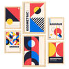 POSTER Set Mit 6 Drucken Im Bauhaus 5 Geometrische Designkollektion Drucke Mit Ästhetische Dekorative Für Zuhause A3 & A4 Rahmen Aus Hellem Holz - Beige, Papier (29/3cm) - Nacnic