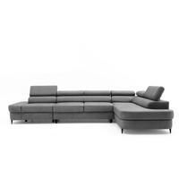 ECKSOFA PRIAM MAXI L-Form Rechts mit Schlaffunktion 125x195 Velours Grau - Schwarz/Grau, Holz/Textil (350/203cm) - Muffo