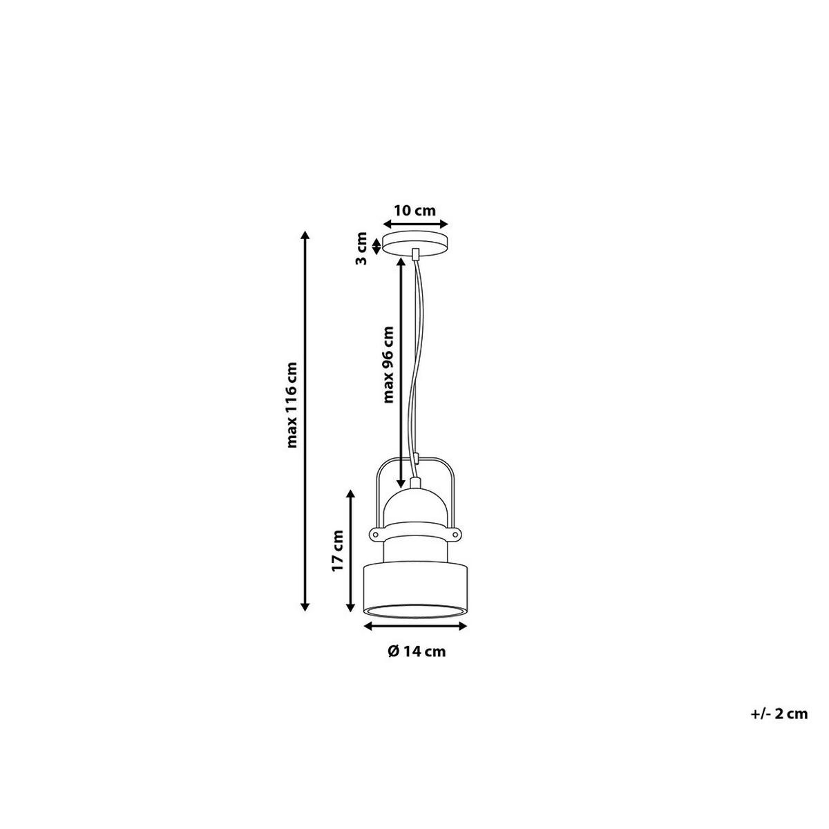 HÄNGELEUCHTE Verde 14/14/116 cm - Grau, Stein (14/14/116cm) - Beliani