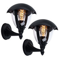 LED WANDLEUCHTE Aluminium Schwarz 2er Set - Schwarz, Glas (20/20/23.8cm)