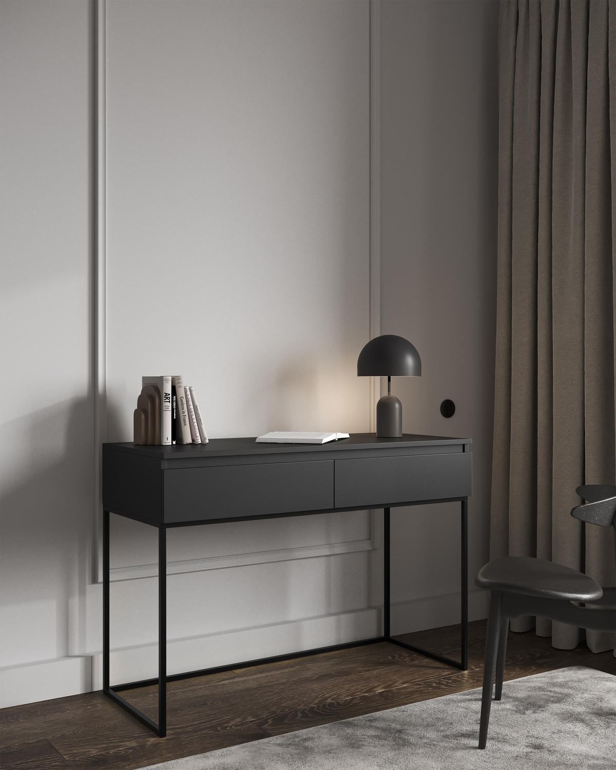 KONSOLENTISCH Bemmi Schwarz mit Metallbeinen - Schwarz, Holzwerkstoff/Metall (50/120/80cm) - Selsey