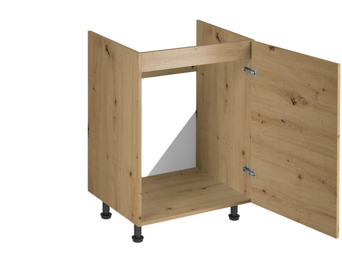 KÜCHENZEILE 260 cm - Langen K19-M260 - in Artisan Eiche - Schwarz/Eiche Artisan, Holz/Holzwerkstoff (260/210/47cm)