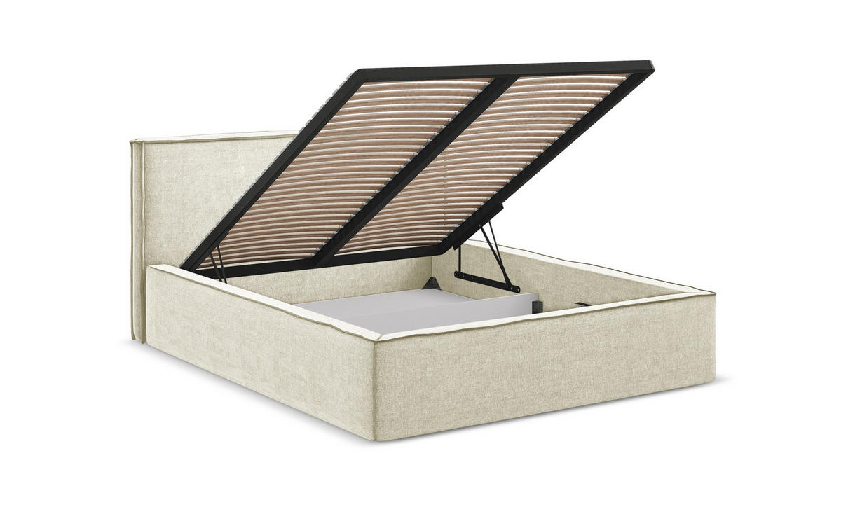 POLSTERBETT mit Bettkasten und Lattenrost 200x228 Orange - Terracotta/Schwarz, Kunststoff/Textil (180/200cm) - Makamii