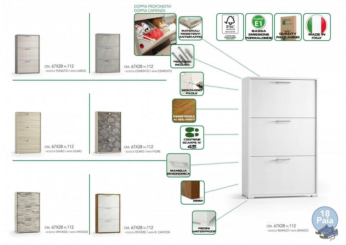 SCHUHSCHRANK Eiche 28/67/112 cm - Wildeiche/Eichefarben, Holzwerkstoff (67/112/28cm) - DMORA