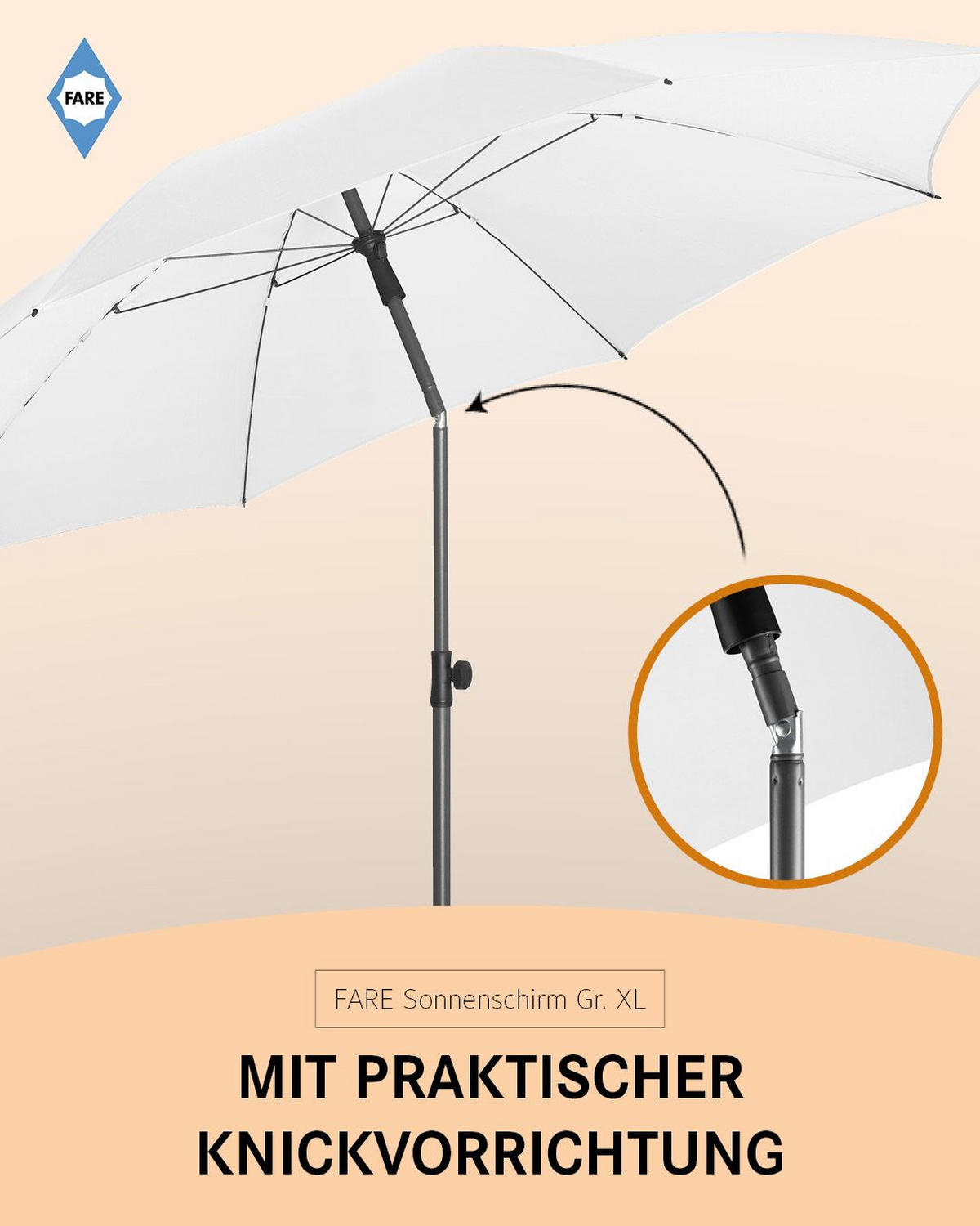 SONNENSCHIRM 235/235/144 cm - Weiß, Kunststoff (235/235cm) - FARE