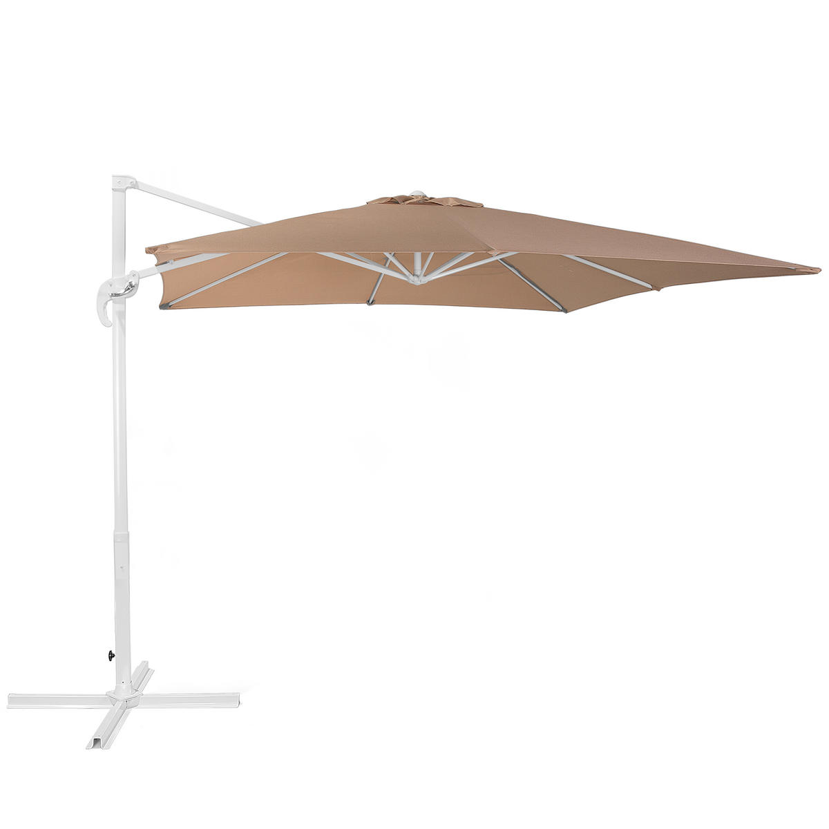 AMPELSCHIRM sandbeige/weiß 250/250/235 cm Monza - Beige/Weiß, Textil (250/250cm) - Beliani
