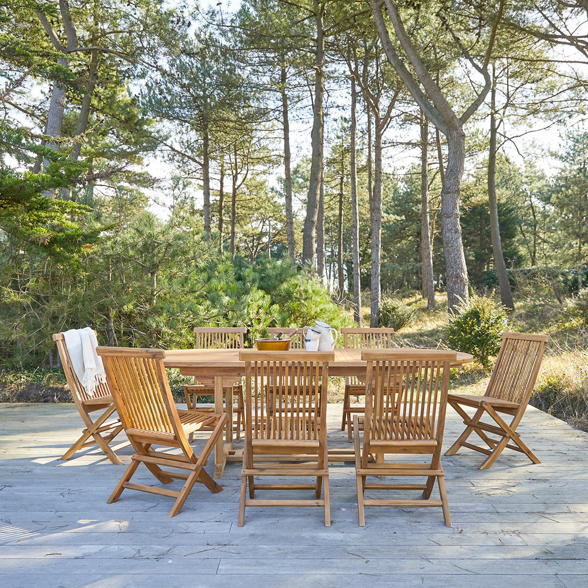 GARTENMÖBEL-SET 5-tlg Capri Braun aus Akazie - Braun, Holz - Sonett